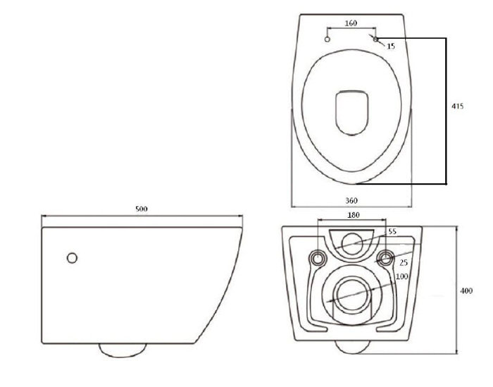 Nautic New Design Vegghengt toalett hvit